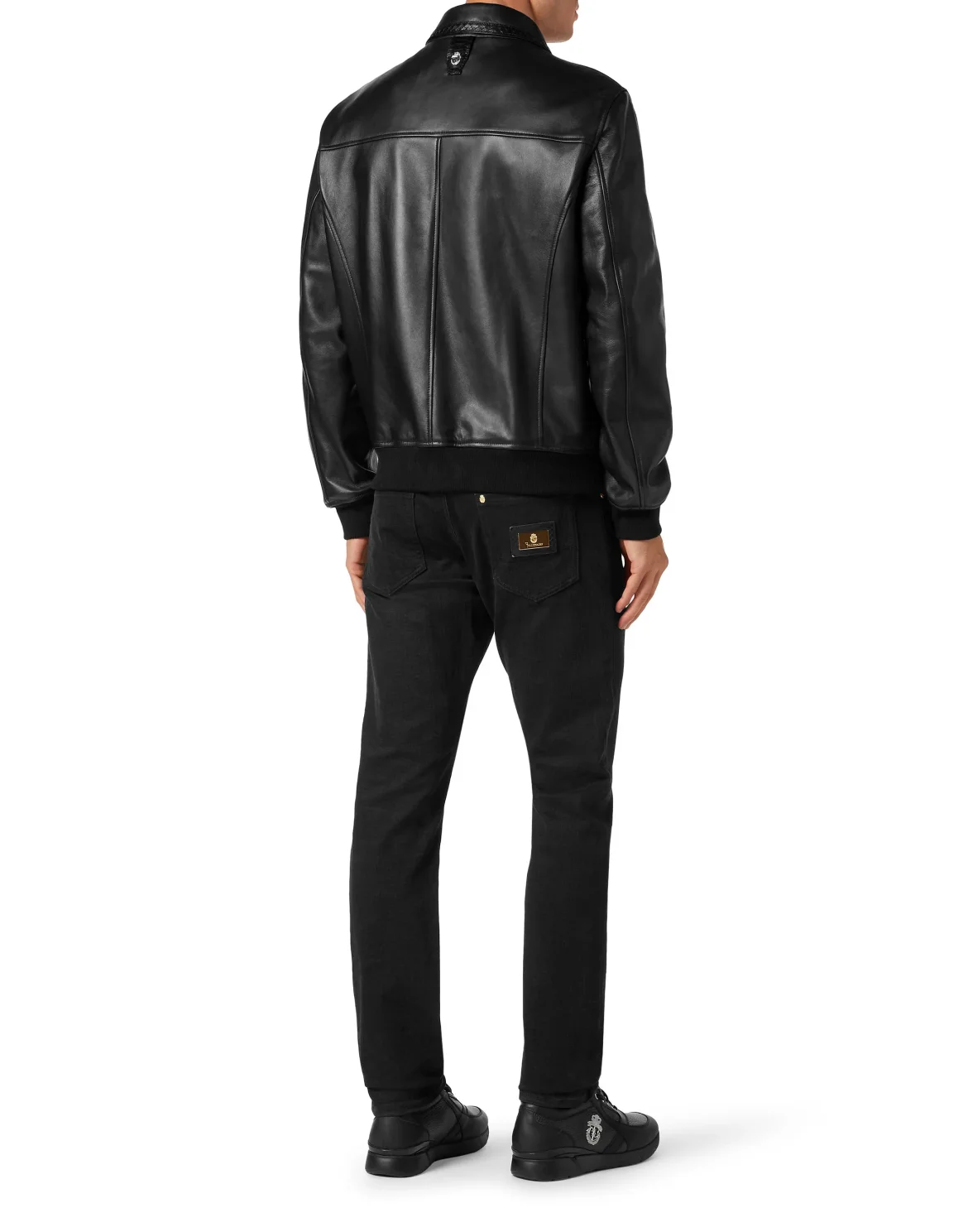 Leather Bomber with Pytone Inserts, цвет: Черный