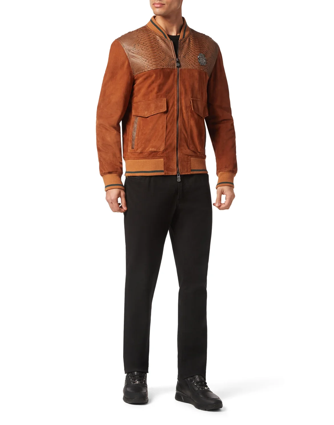 Python Suede Bomber, цвет: Коричневый