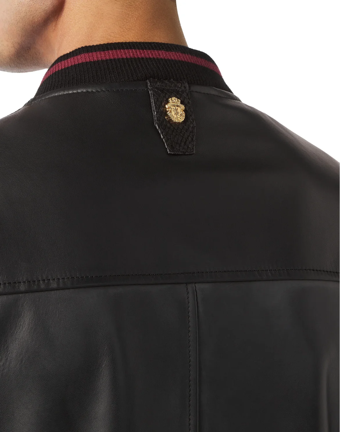 Python Leather Mix Bomber, цвет: Черный