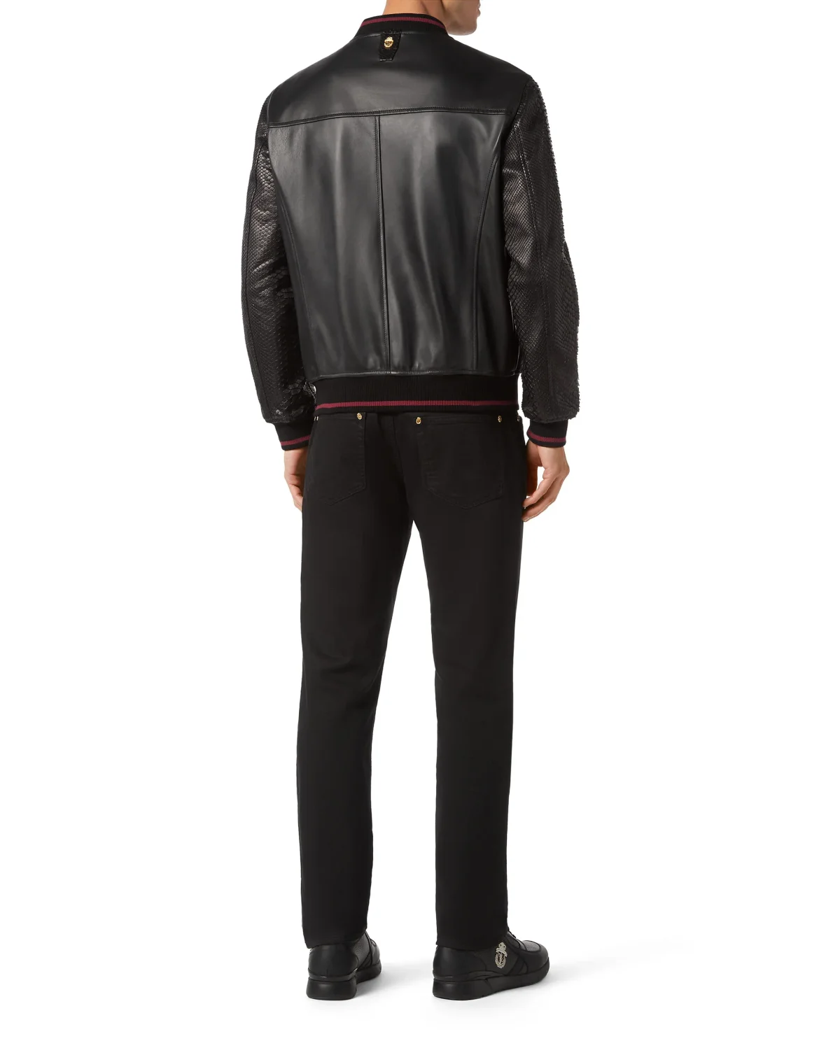 Python Leather Mix Bomber, цвет: Черный