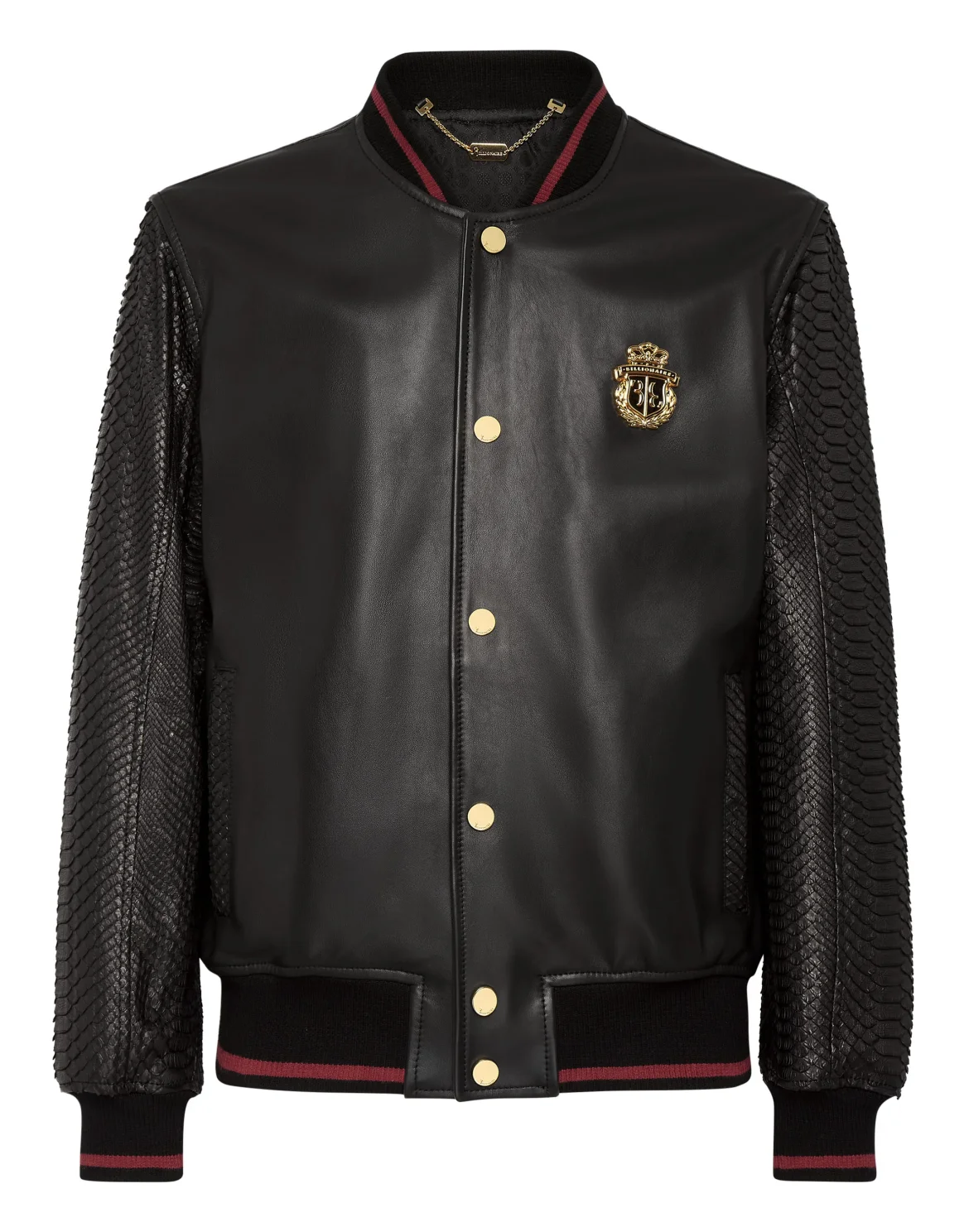 Python Leather Mix Bomber, цвет: Черный