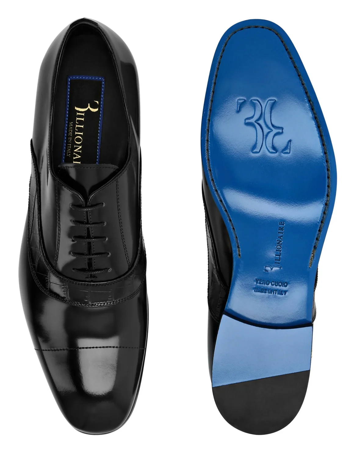 Leather and Croco Effect Derby, цвет: Черный