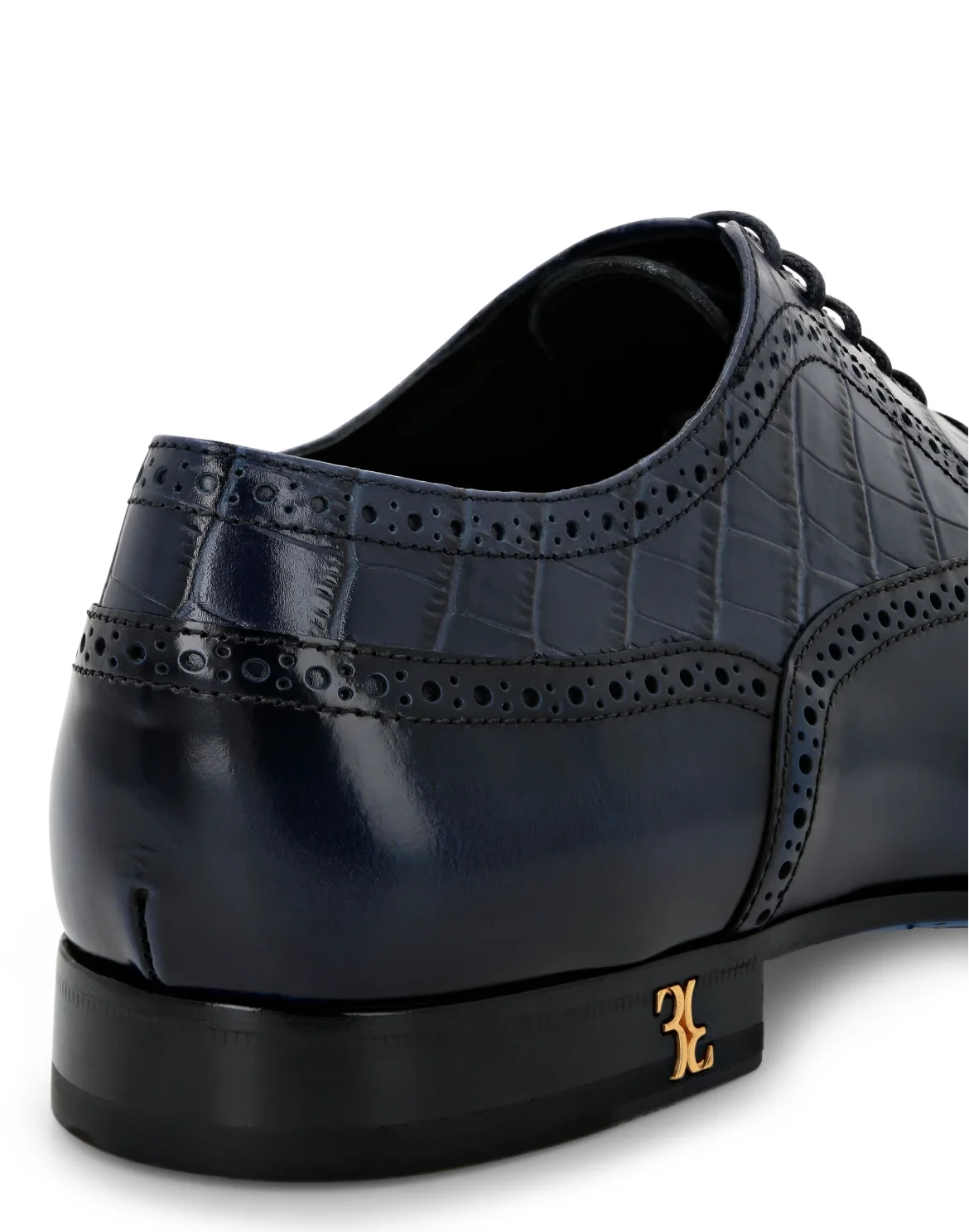 Leather and Croco Effect Derby, цвет: Синий