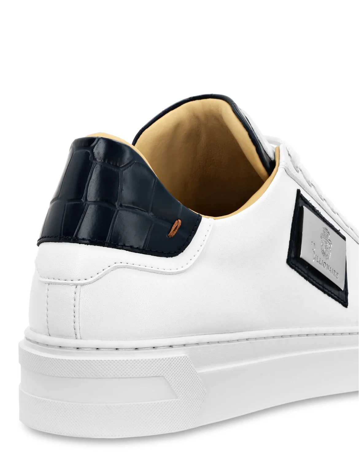 Croco Printed Nappa Leather Lo-Top Sneakers, цвет: Белый