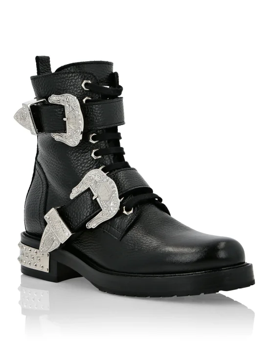 Leather Boots Low Flat Cowboy