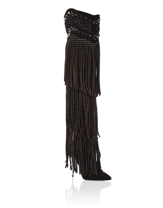 Boots High Heels High Fringe