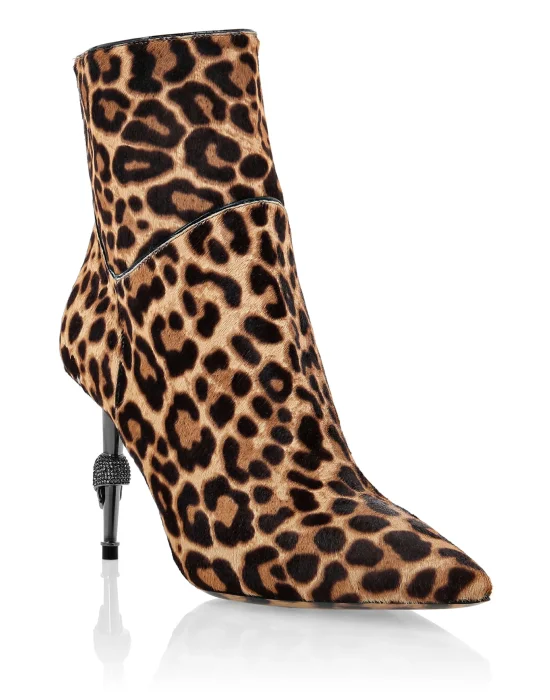 Poni leather Boots Mid Heels Mid Leopard