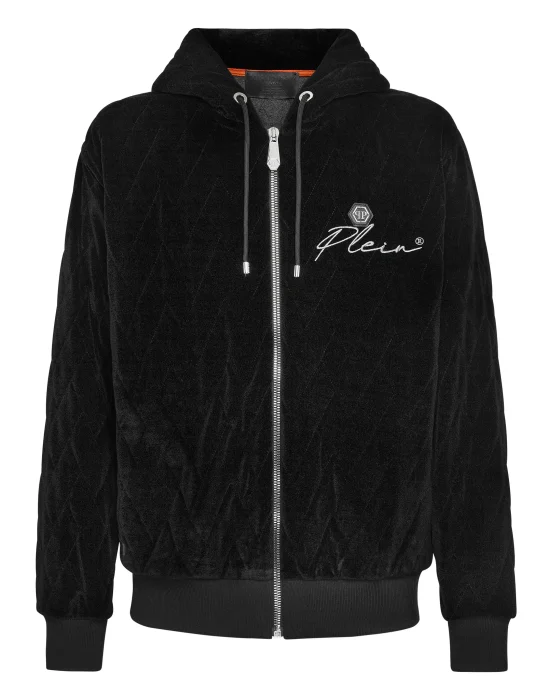 Hoodie Sweatjacket matelassè & embro Signature