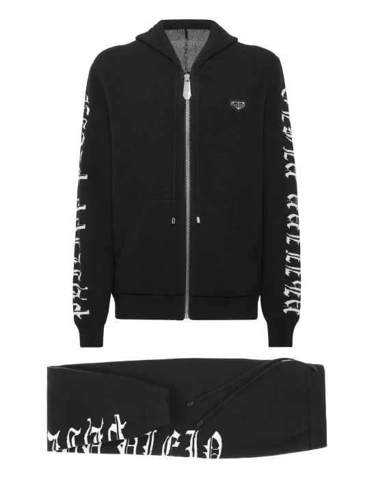 Wool Hoodie Jacket/Trousers Jacquard Skull