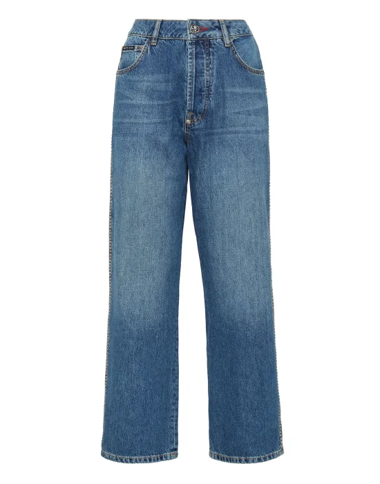 Denim Trousers Loose Fit Studs
