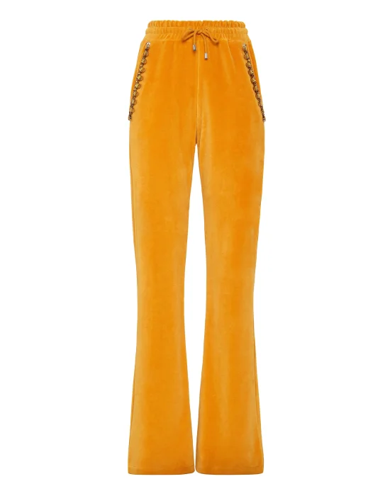 Velvet Jogging Trousers Crystal Chain