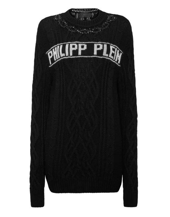 Cashmere 5 Pullover Round Neck LS Crystal Cable