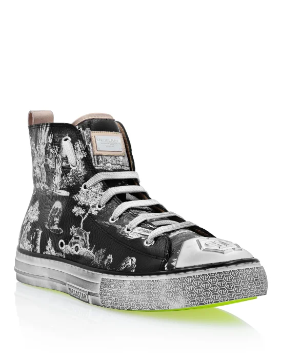 Vintage Leather Hi-Top Sneakers Megastar En PLEIN air