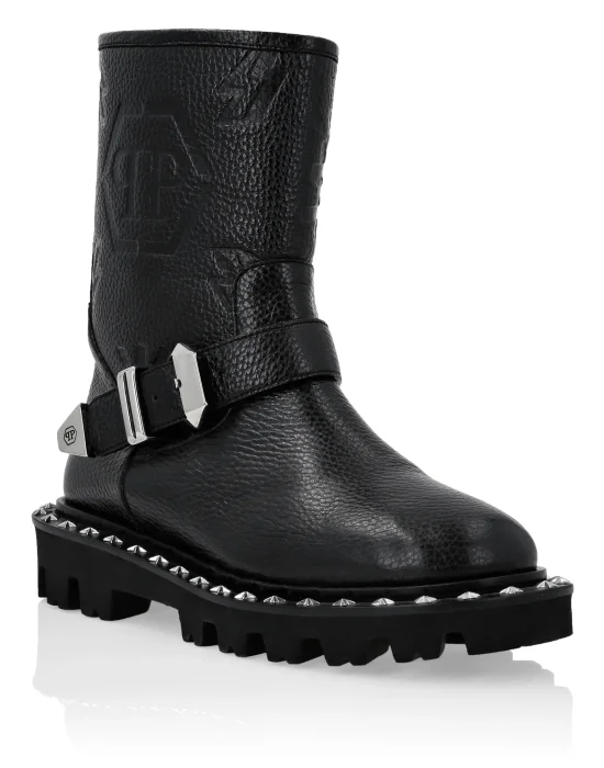 Leather Biker Boots  Monogram
