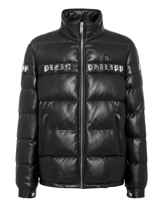 Leather Down Jacket Gothic Plein