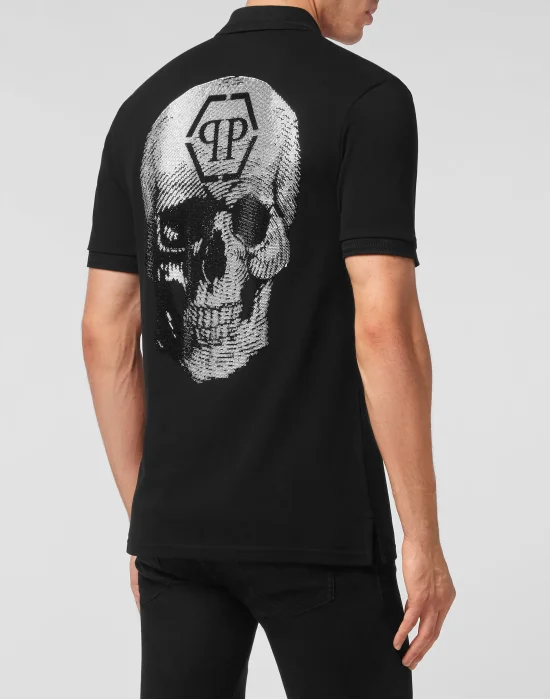 Slim Fit Polo shirt SS Skull with Crystals