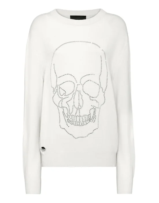 Cashmere Pullover Round Neck LS with Crystals