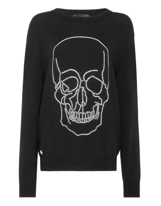 Cashmere Pullover Round Neck LS with Crystals