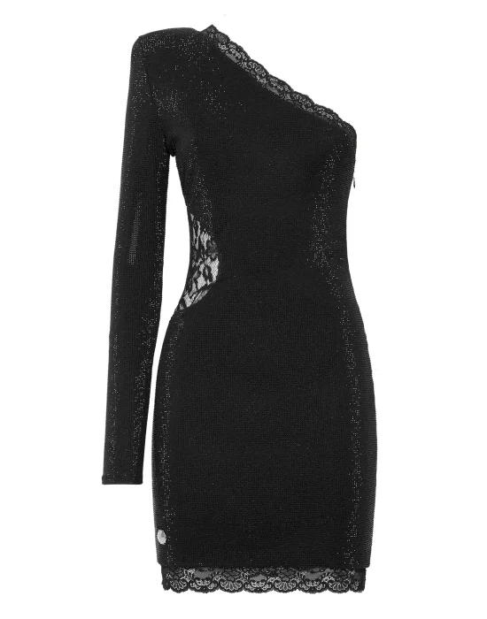 One Shoulder Mini Dress Crystal