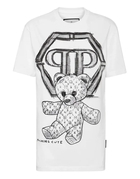 T-shirt Round Neck SS Man Fit Teddy Bear with Crystals