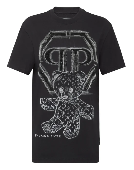 T-shirt Round Neck SS Man Fit Teddy Bear with Crystals