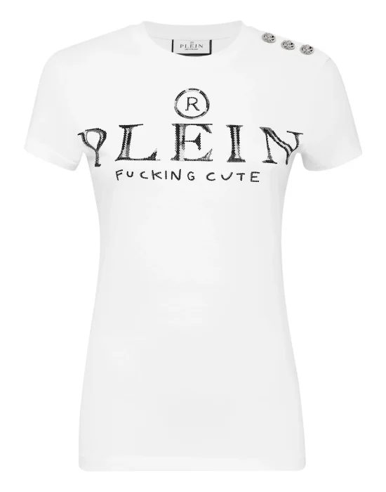 T-shirt Round Neck SS Sexy Pure Fit with Crystals