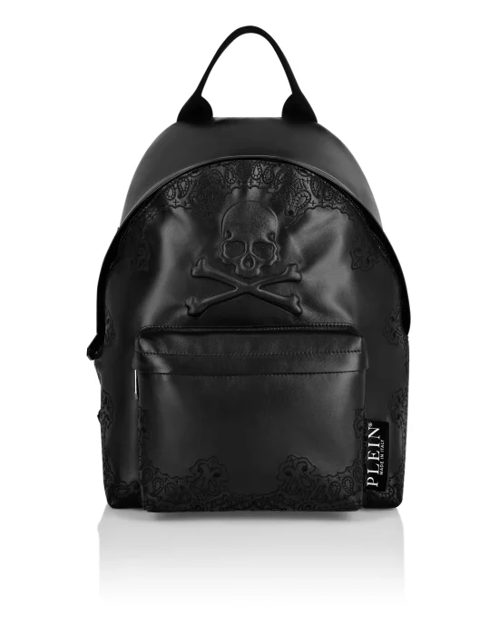 Embroidered Leather Backpack Paisley