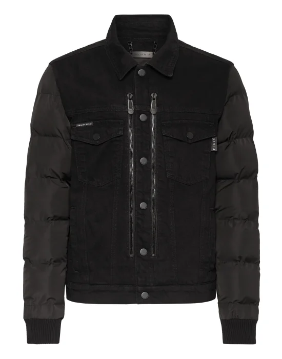Denim Puffer Jacket Gothic Plein