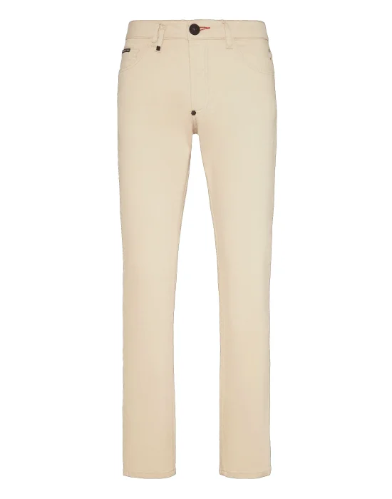 Embroidered Denim Trousers Super Straight Cut Paisley Bandana
