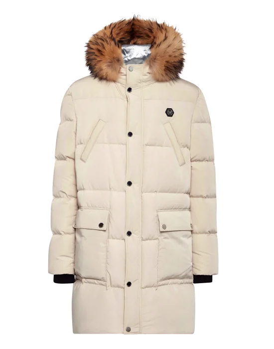 Nylon Parka with Real Fur Skull&Bones