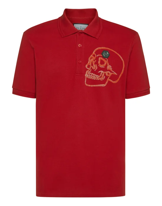 Slim Fit Jersey Polo Shirt Skull