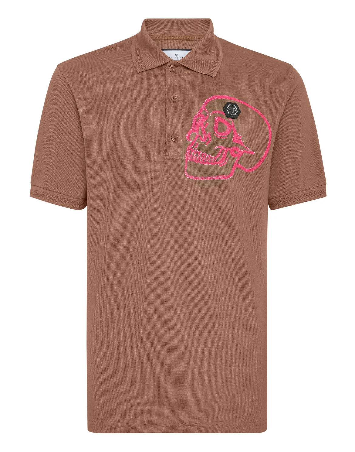 Slim Fit Jersey Polo Shirt Skull, цвет: Коричневый