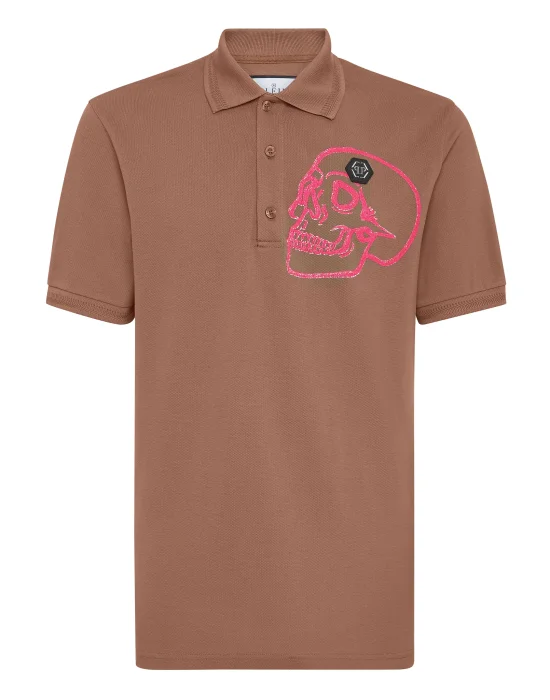 Slim Fit Jersey Polo Shirt Skull