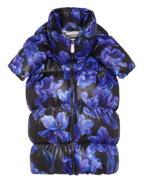 Nylon Down Jacket Vest Flowers