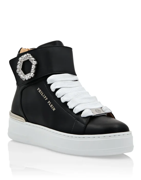 Leather Hi-Top Sneakers Crystal