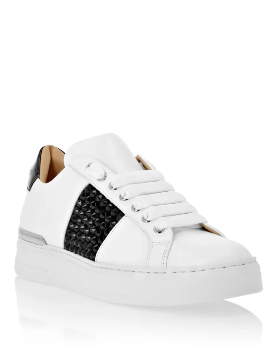 Mix Leather Lo-Top Sneakers Crystal