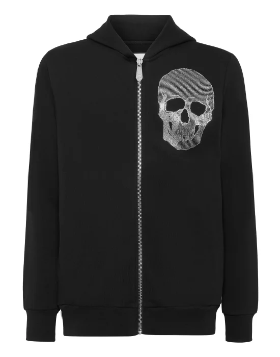 Zipped Hoodie Sweatshirt Skull strass