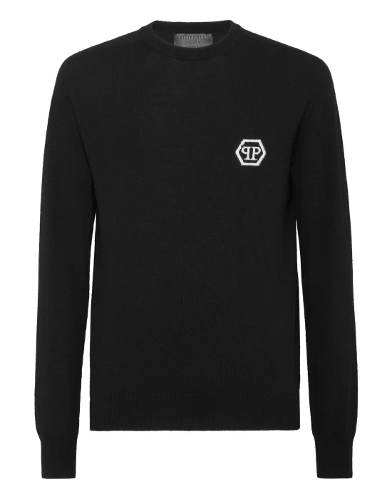 Pullover Round Neck Long-Sleeve Hexagon
