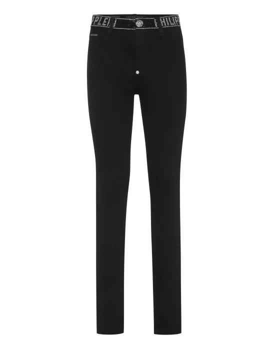 Denim Strass Band High Waist Jegging Trousers