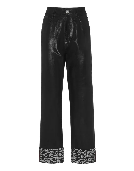 Denim Trousers Loose Fit Cufffed Monogram