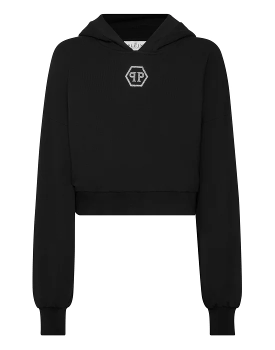 Cropped Hoodie Sweatshirt Crystal Hexagon