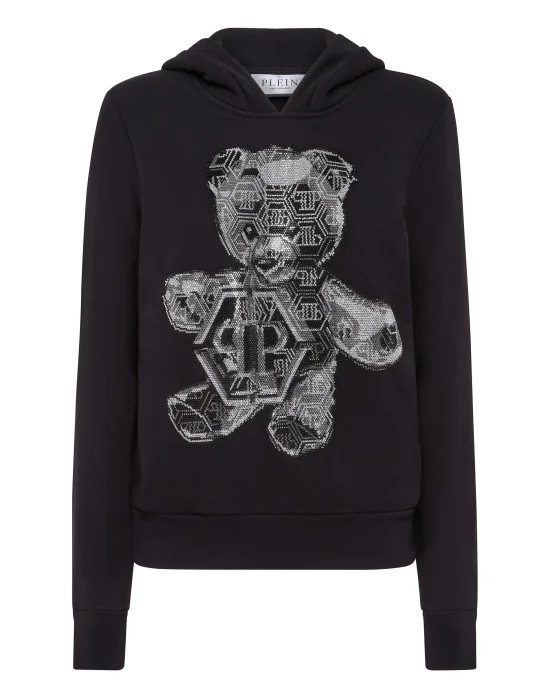 Oversize Hoodie Sweatshirt Strass Teddy Bear