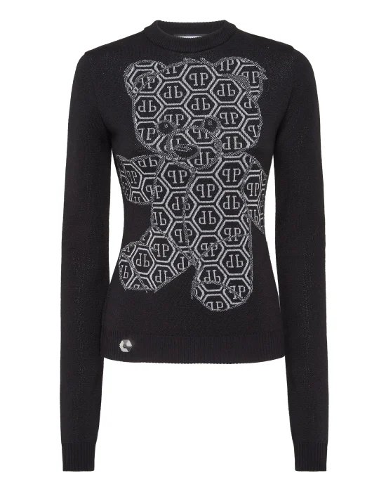 Pullover Round Neck Sexy Pure Strass Teddy Bear