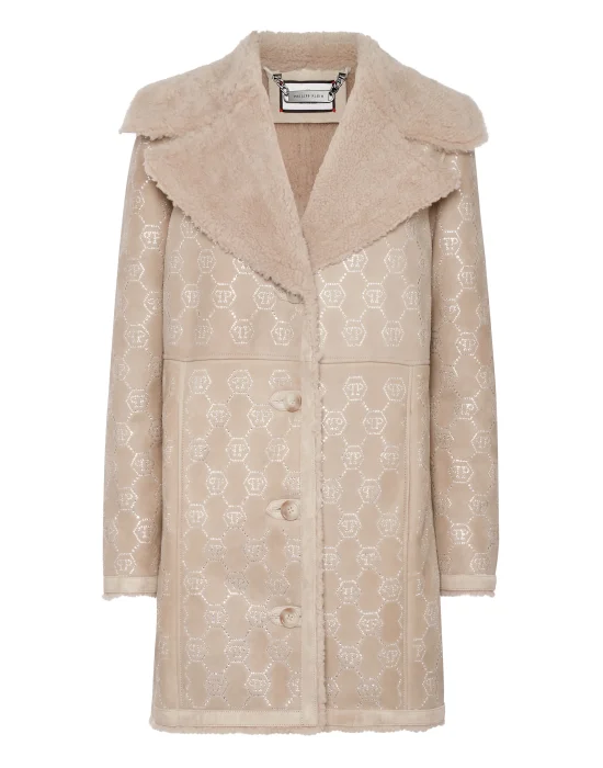 Shearling Oversize Coat Strass Monogram