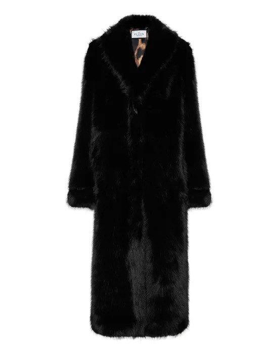 Lurex Eco Fur Long Coat Hexagon