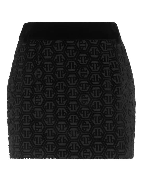 Velvet Devore Mini Skirt Monogram