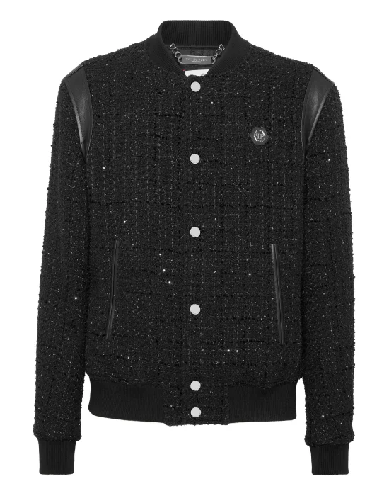 Embroidered Tweed Bomber Plein Hotel