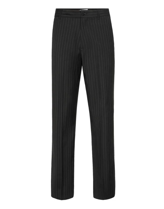 Loose Fit Pinstripe Trousers Raw Edges