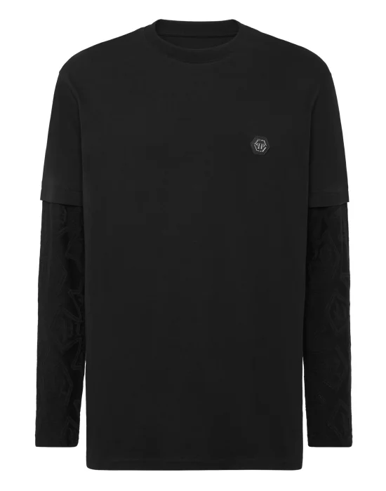 Double-Sleeved Longsleeve T-Shirt Jacquard Crest