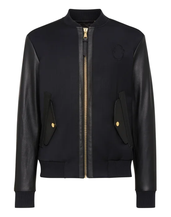 Wool Bomber Leather Insert Crest
